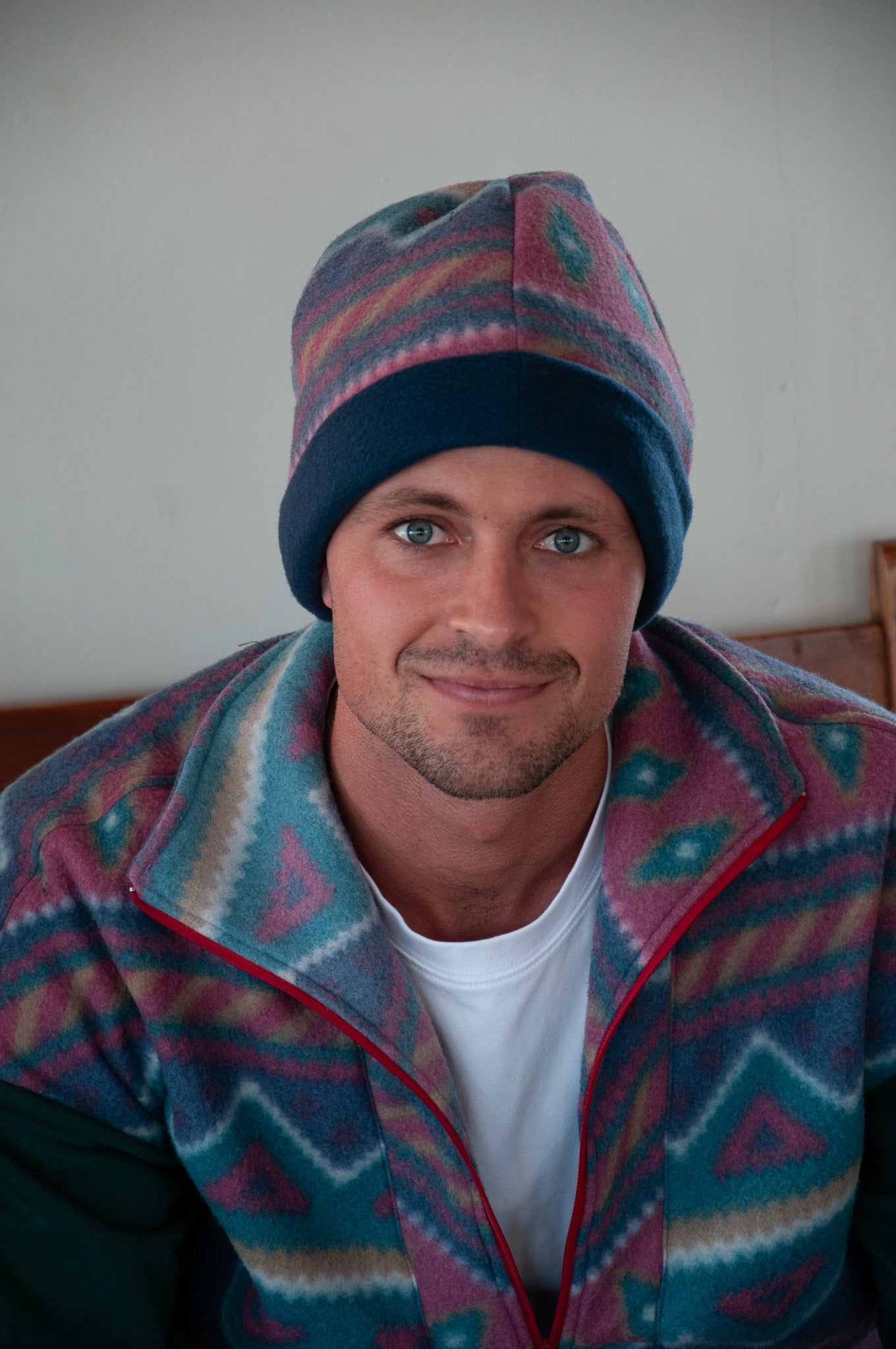 "Joseph's Dreamcoat" Fleece Beanie with Navy band
