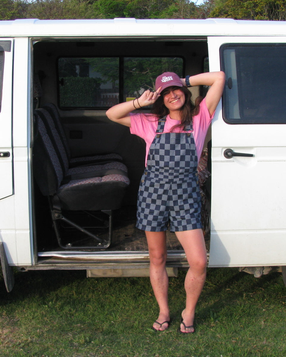 Checkered Denim Dungaree - Ladies fit - SHORTIE