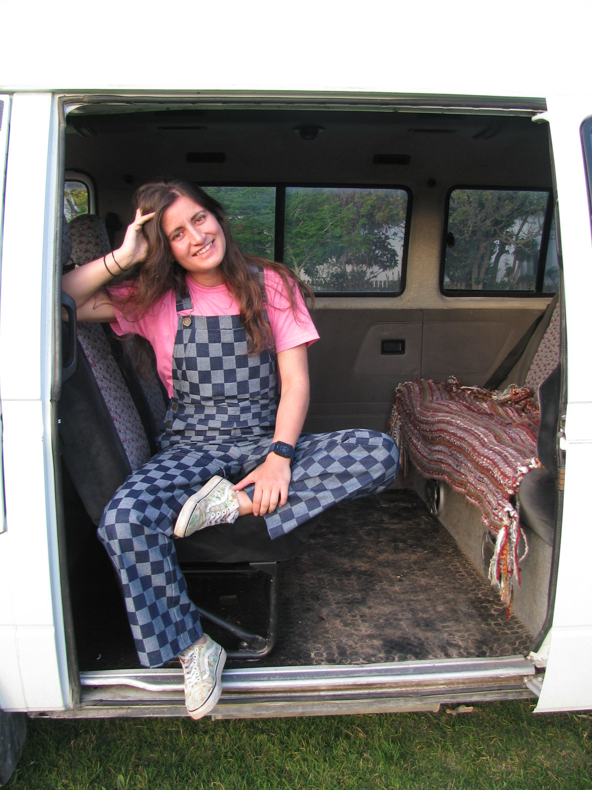 Checkered Denim Dungaree - Ladies fit - LONG