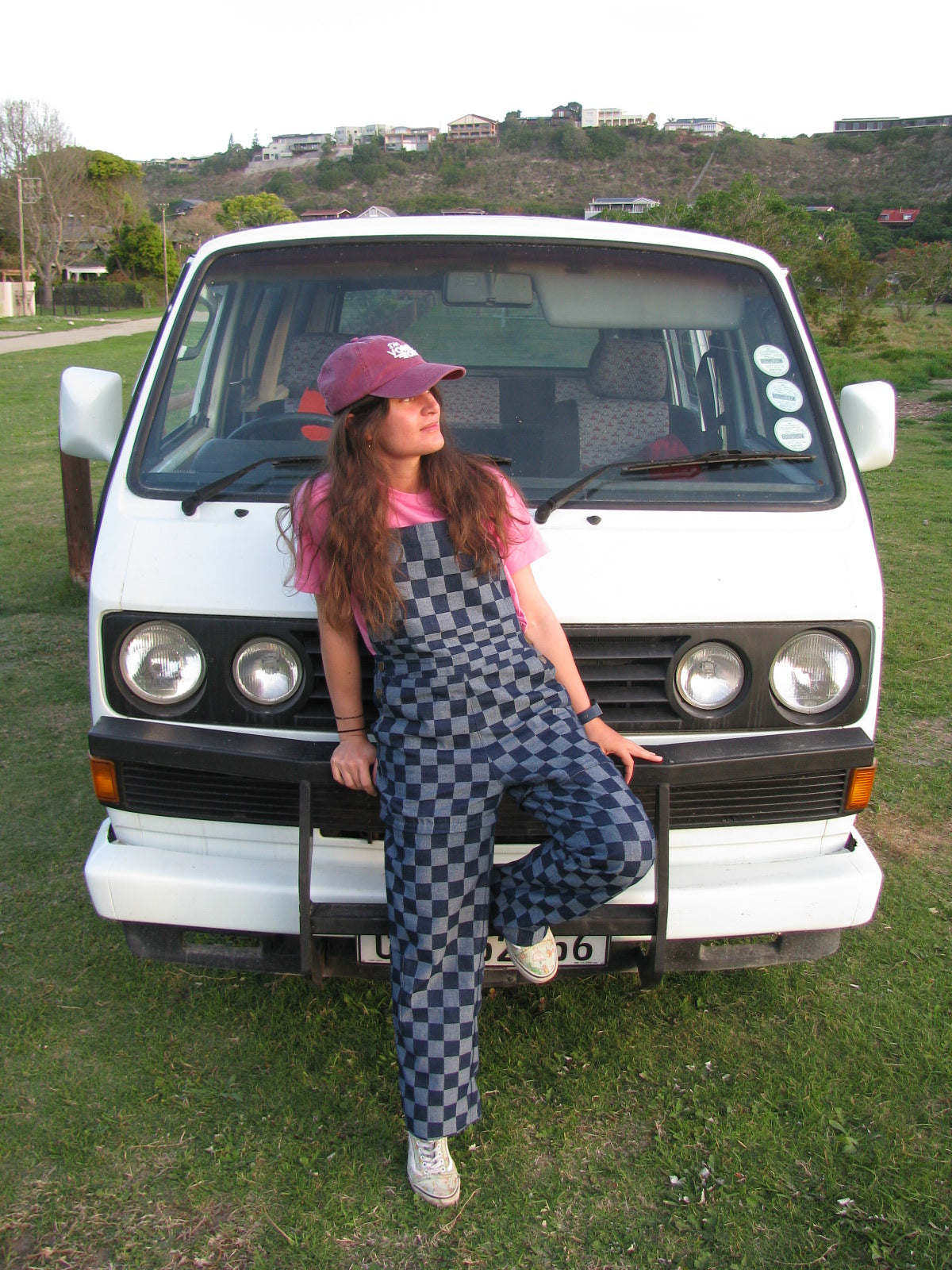 Checkered Denim Dungaree - Ladies fit - LONG