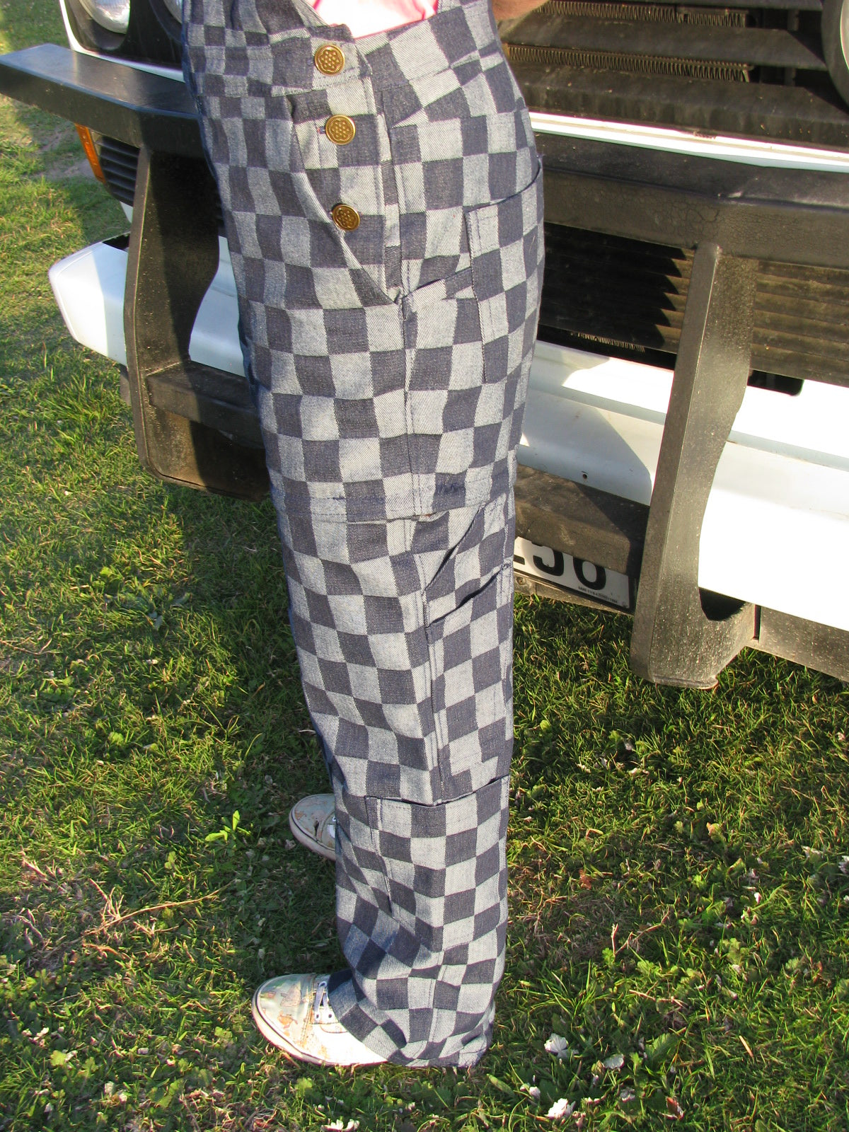 Checkered Denim Dungaree - Ladies fit - LONG