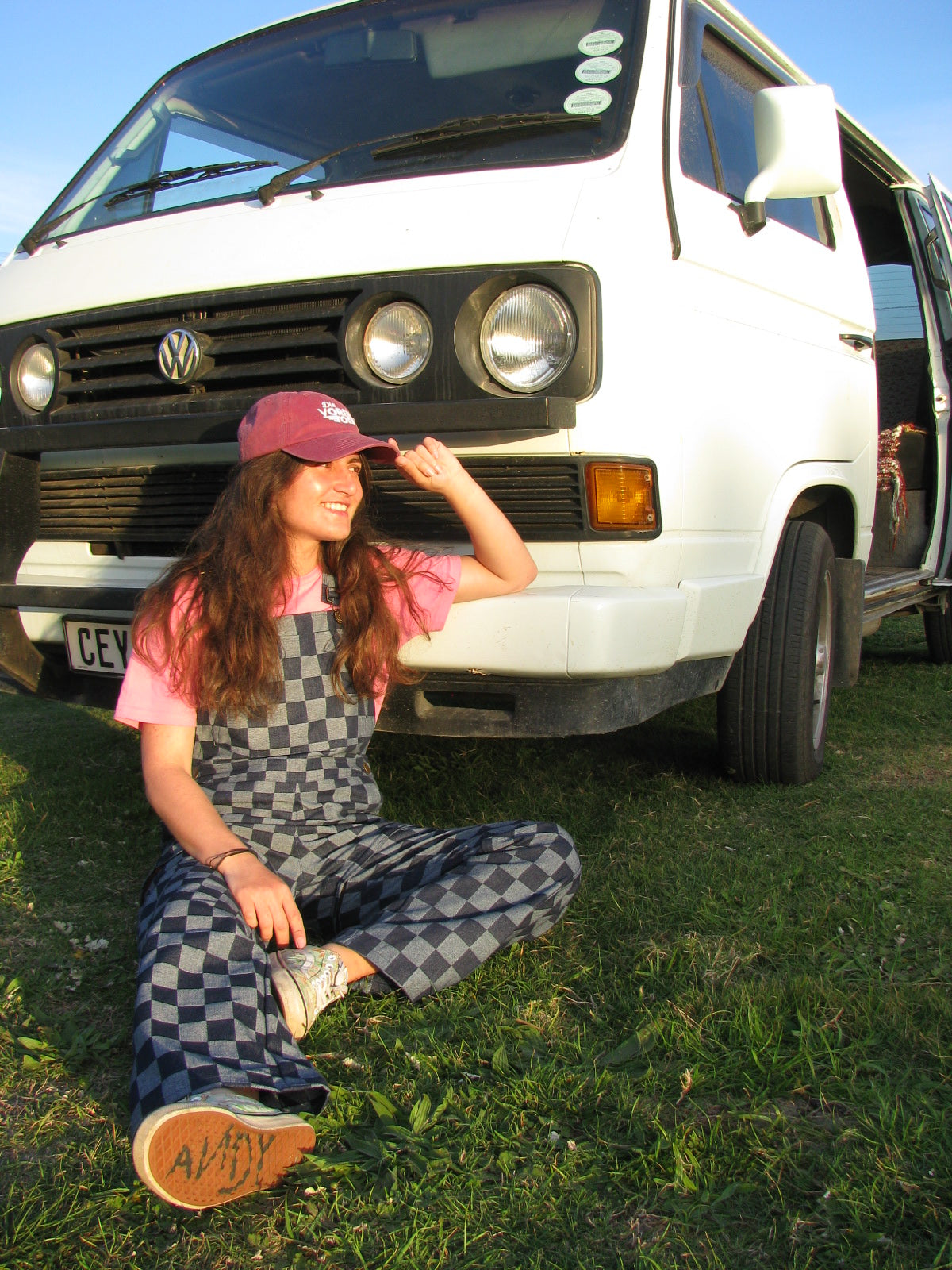 Checkered Denim Dungaree - Ladies fit - LONG