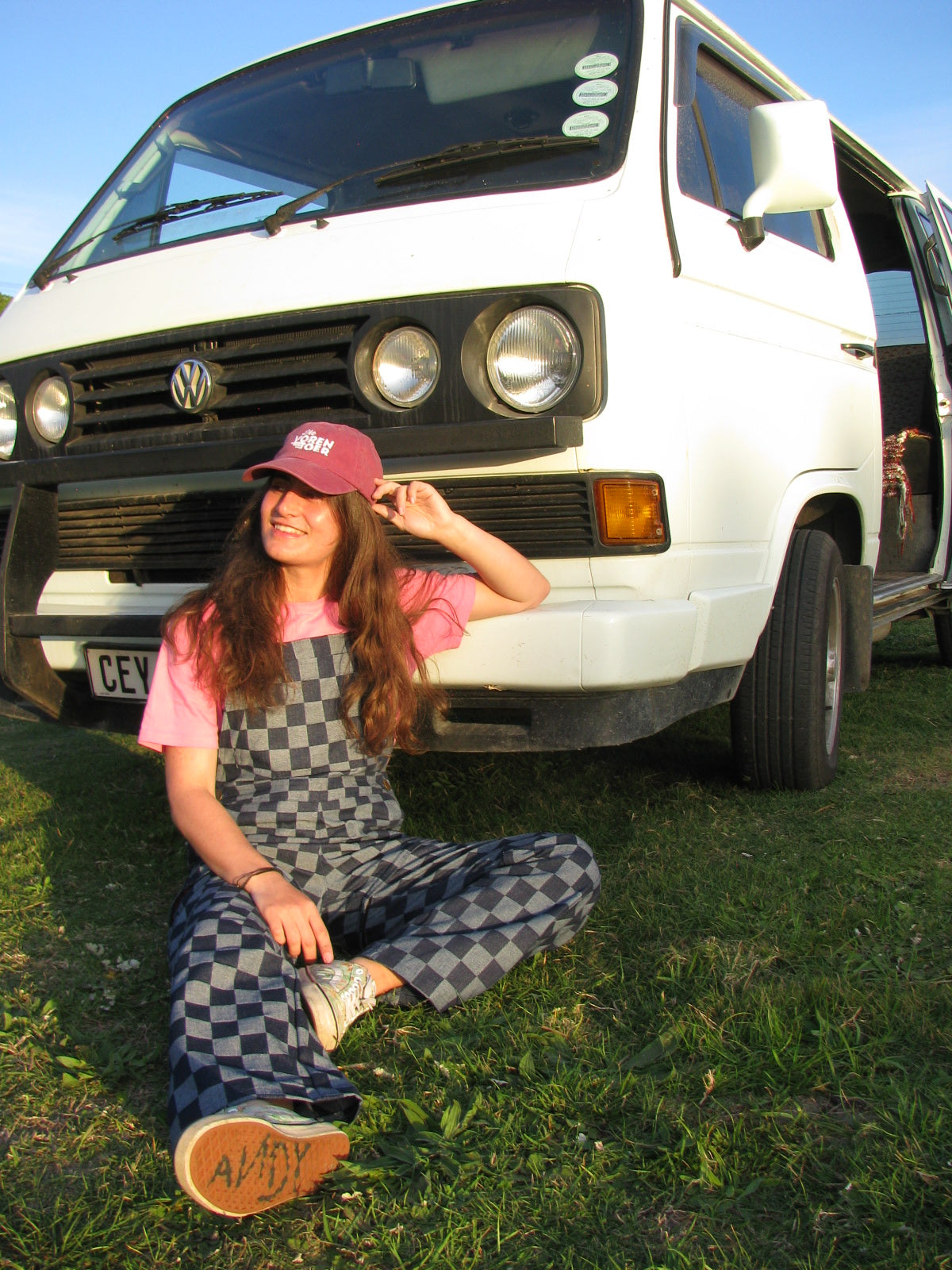 Checkered Denim Dungaree - Ladies fit - LONG