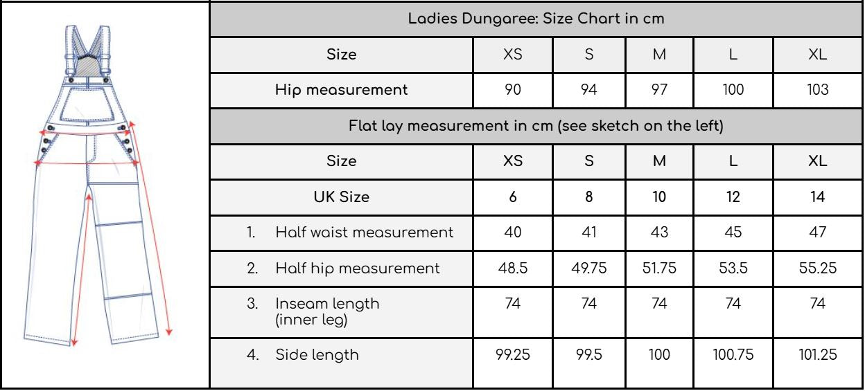 Checkered Denim Dungaree - Ladies fit - LONG