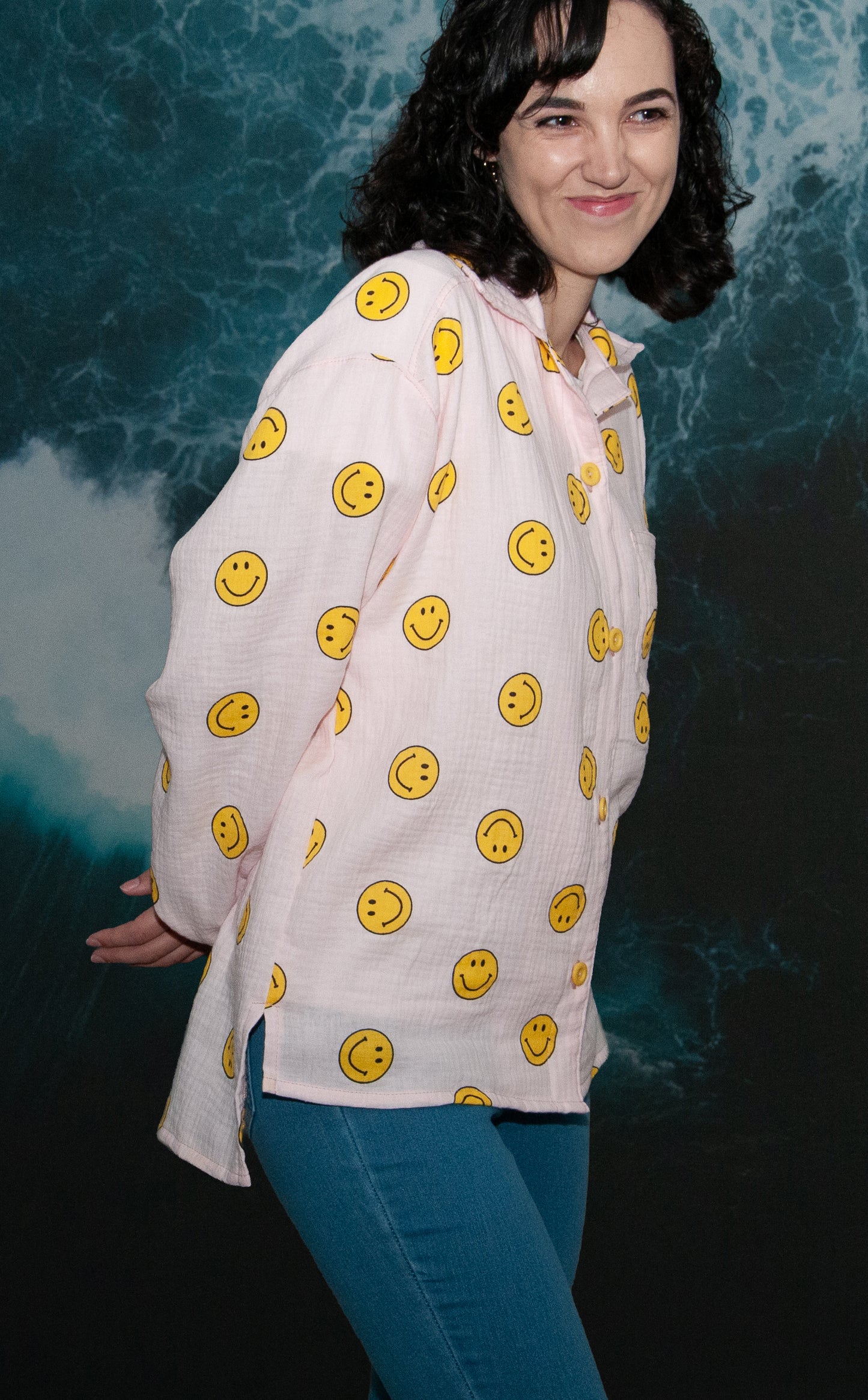 Smiley Face Collar Shirt