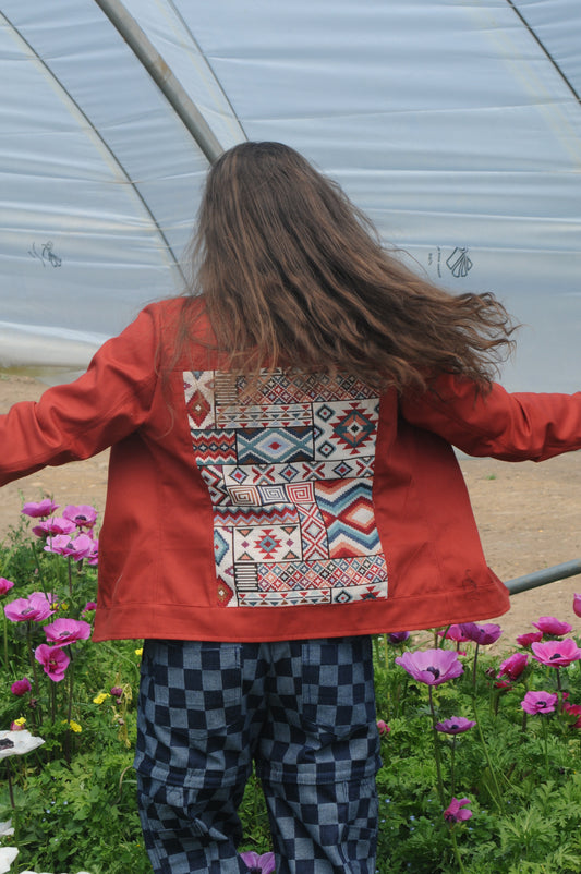 Rust Bull denim with Abstract back