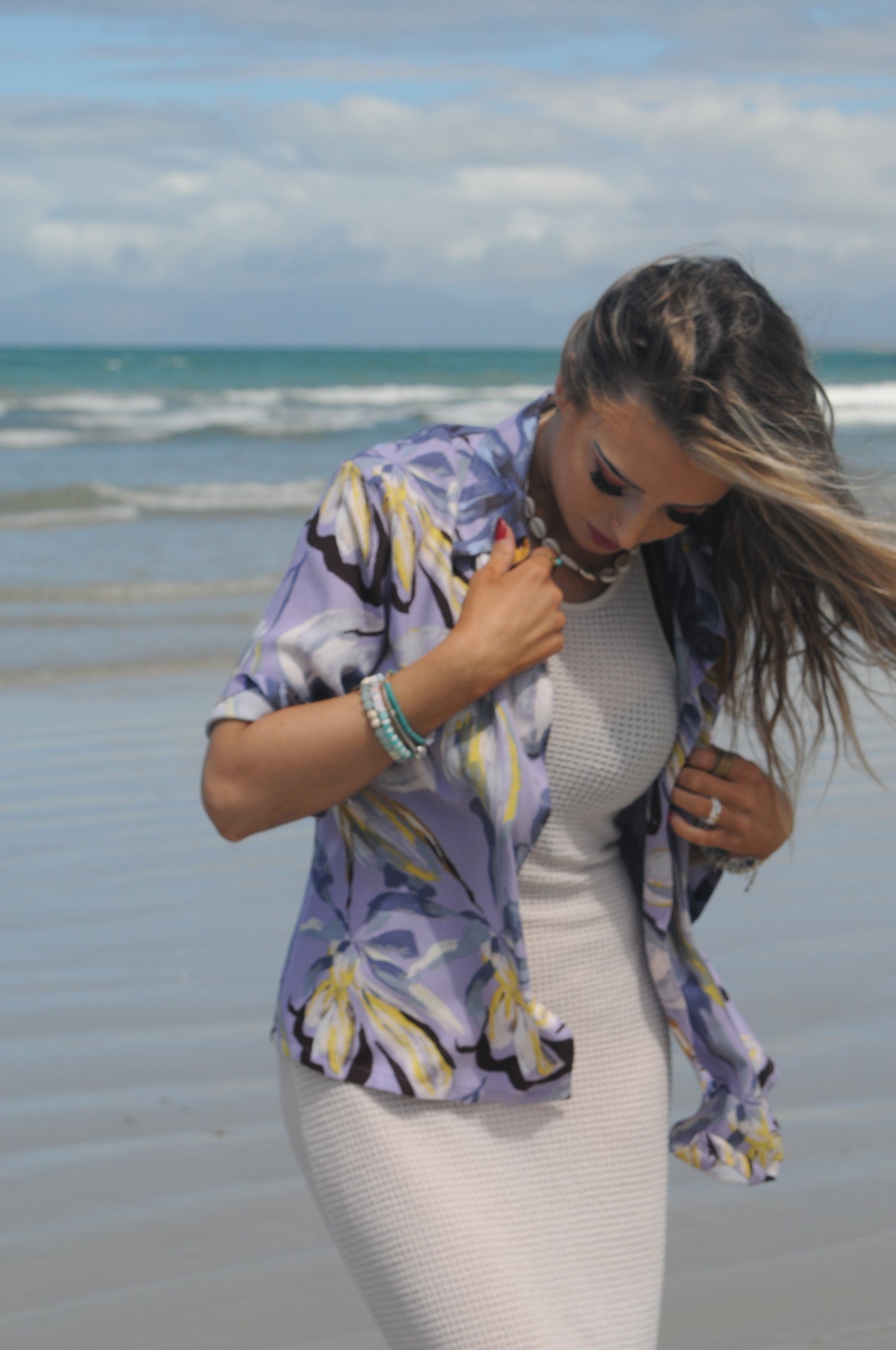 Beachy Ladies Collar Shirt - Purple