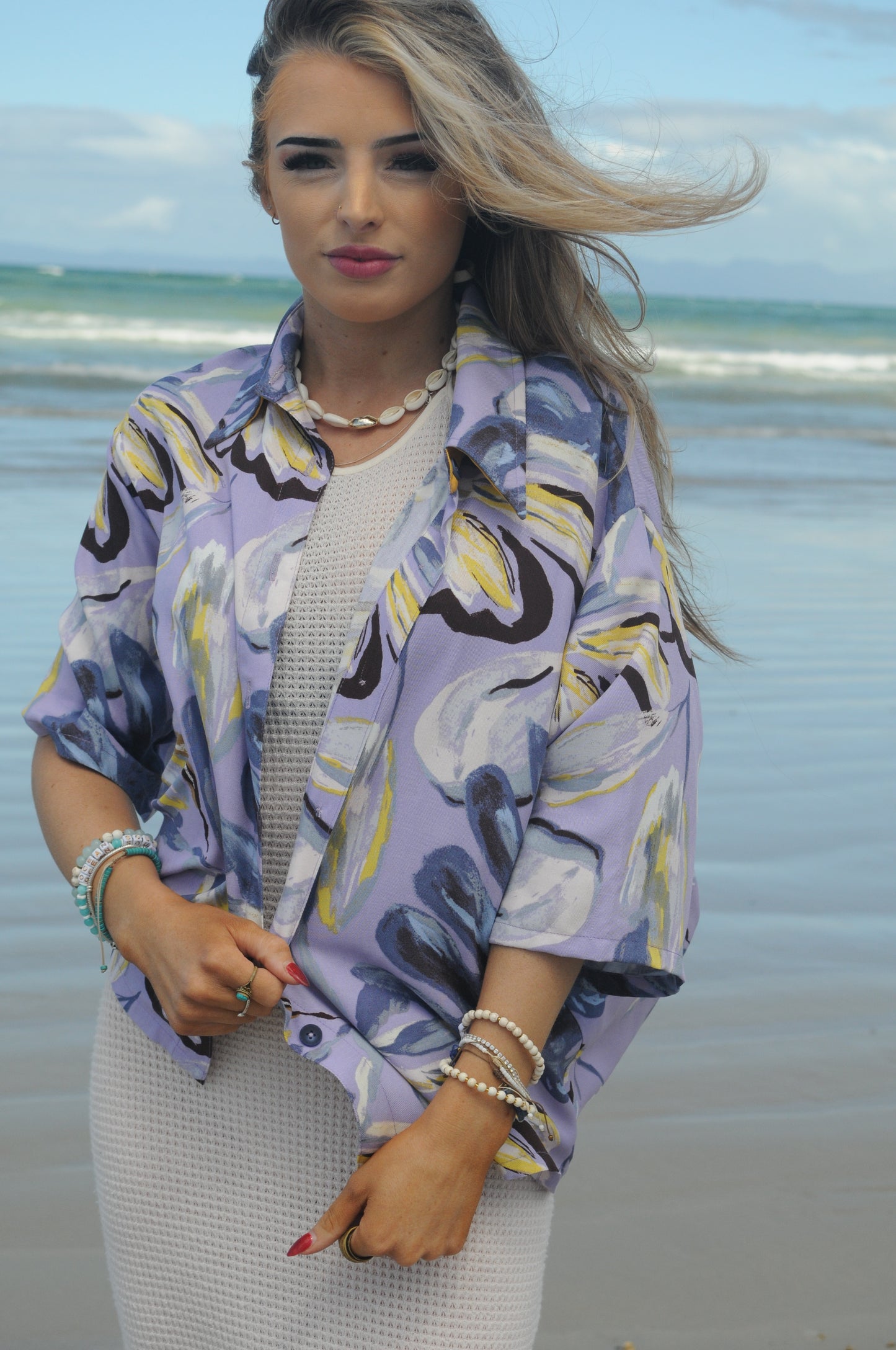 Beachy Ladies Collar Shirt - Purple