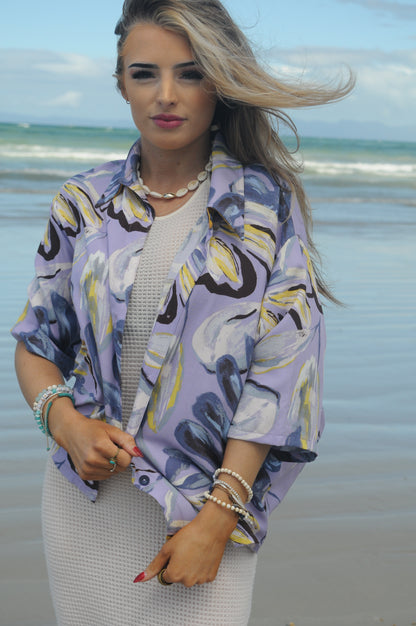 Beachy Ladies Collar Shirt - Purple