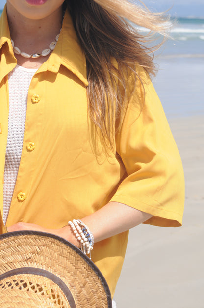 Beachy Ladies Collar Shirt - Yellow