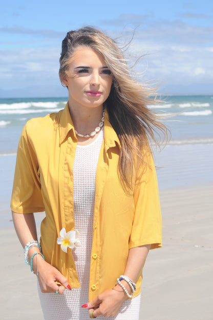Beachy Ladies Collar Shirt - Yellow