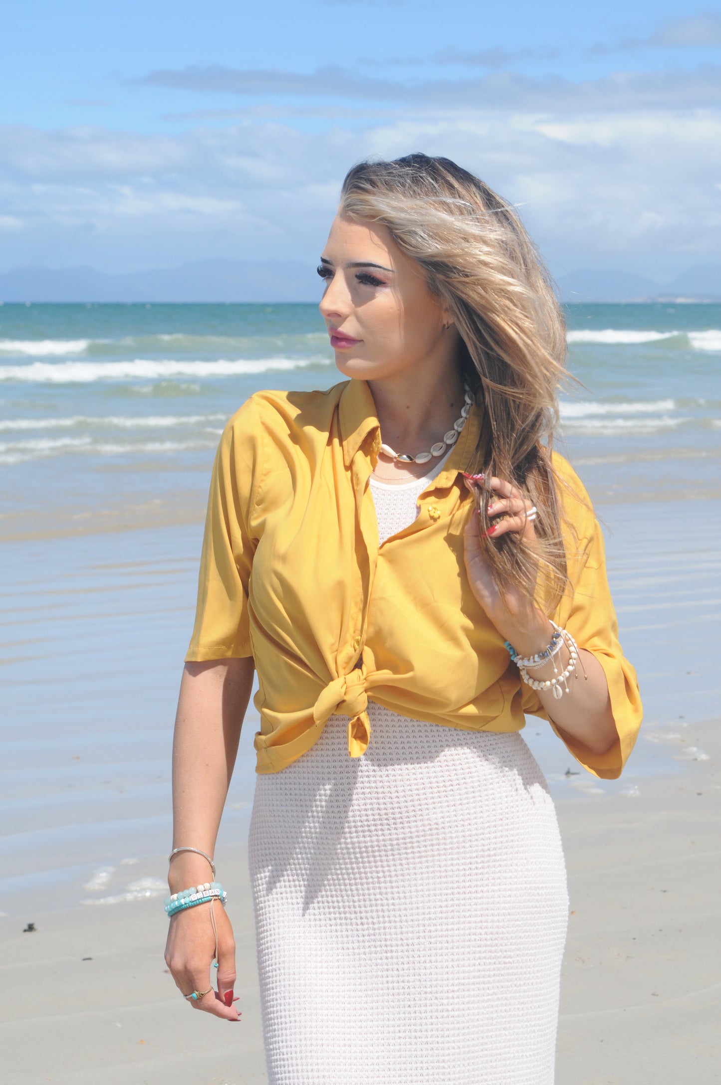 Beachy Ladies Collar Shirt - Yellow