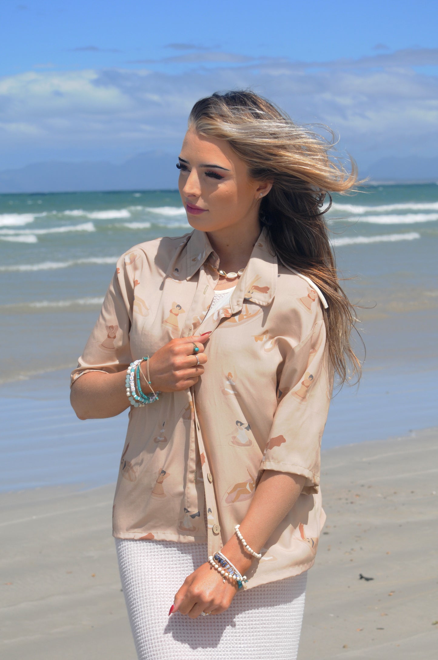 Beachy Ladies Collar Shirt - Light Brown