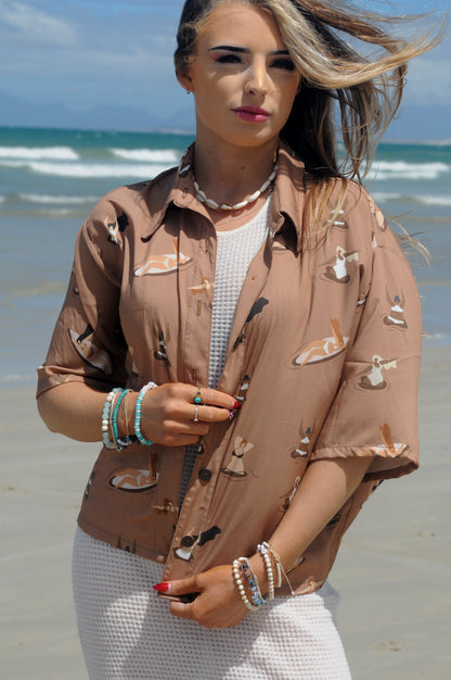 Beachy Ladies Collar Shirt - Brown
