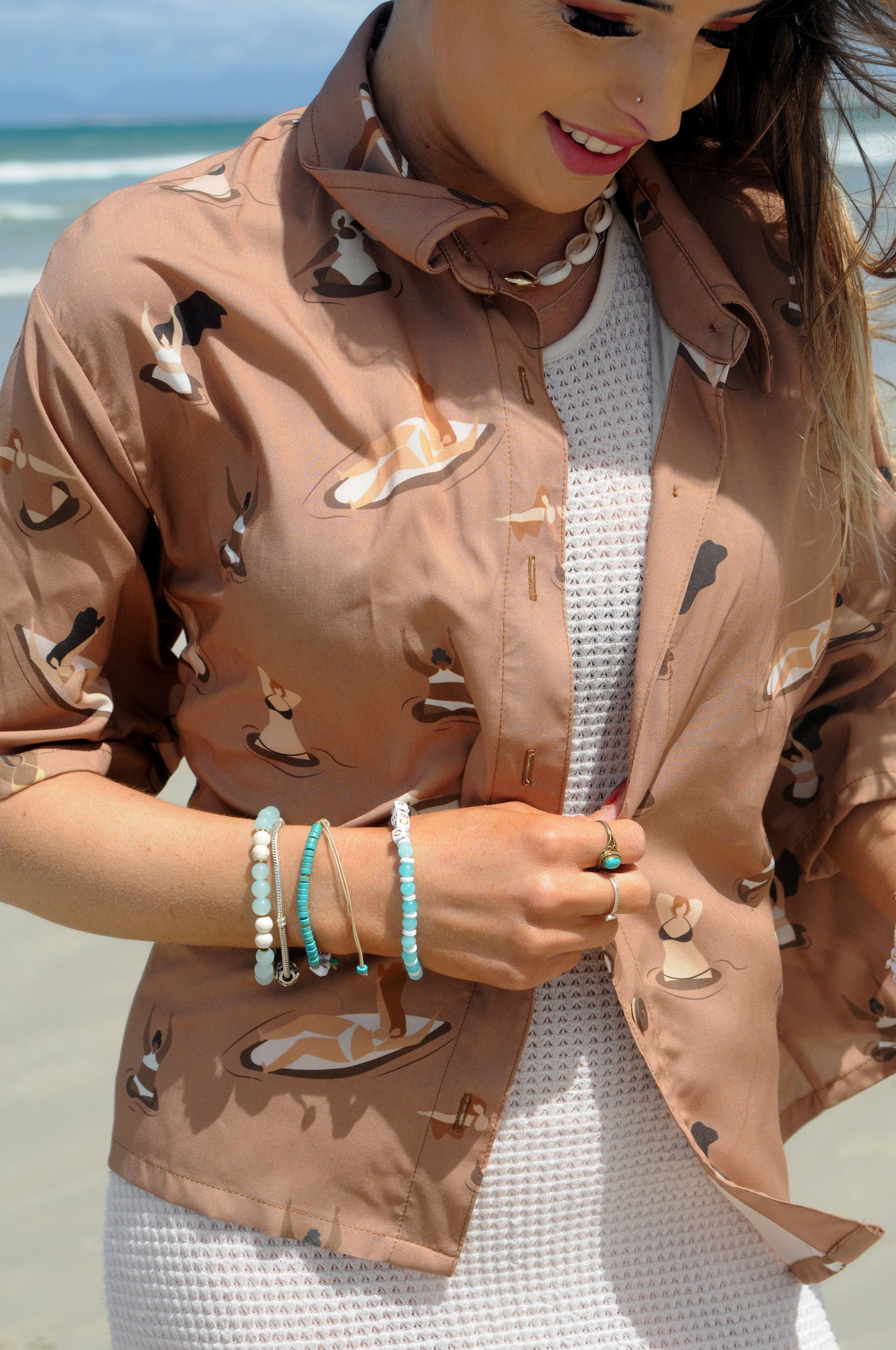 Beachy Ladies Collar Shirt - Brown