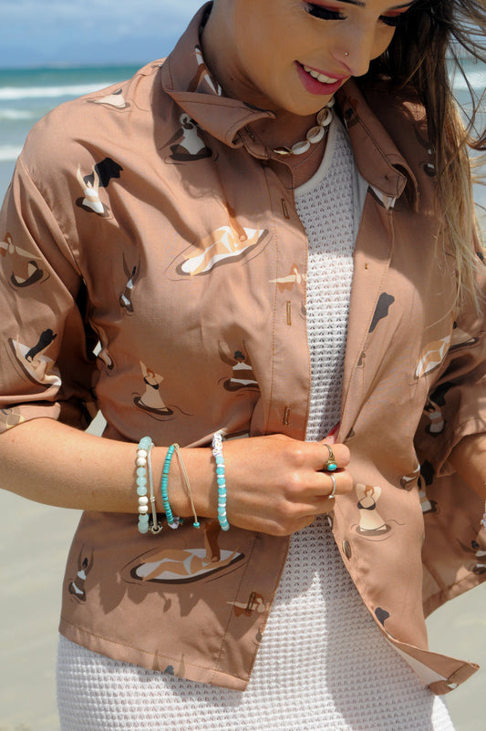 Beachy Ladies Collar Shirt - Brown