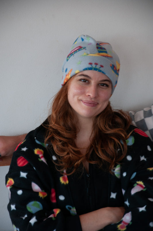 Grey Space Themed Beanie
