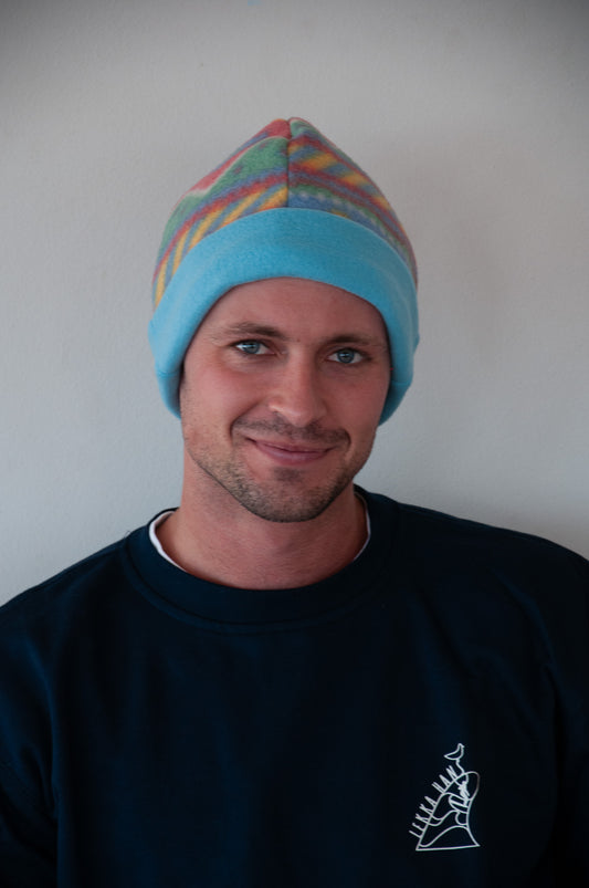 Fun Patterns Fleece Beanie with Blue band